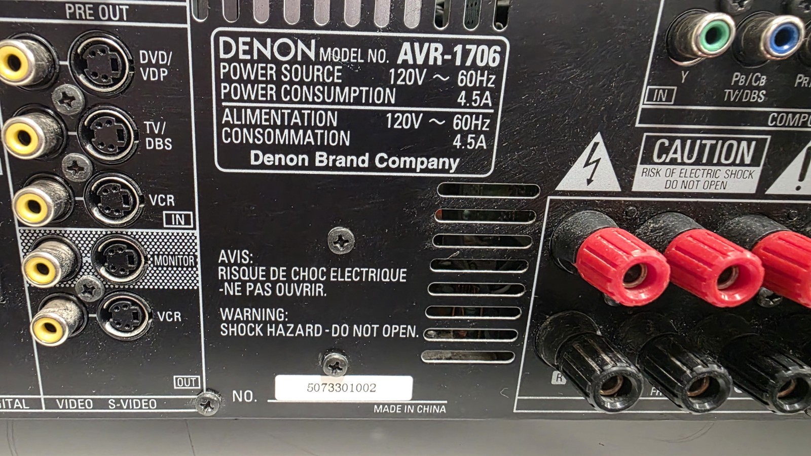 Denon AVR-1706 Multi Zone AV Surround Receiver