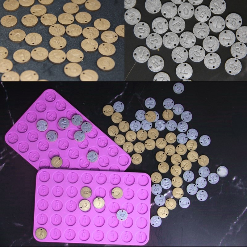 2Pc Initial Letter Pendant Resin Mold Letter Number Round Discs Mold Jewelry DIY
