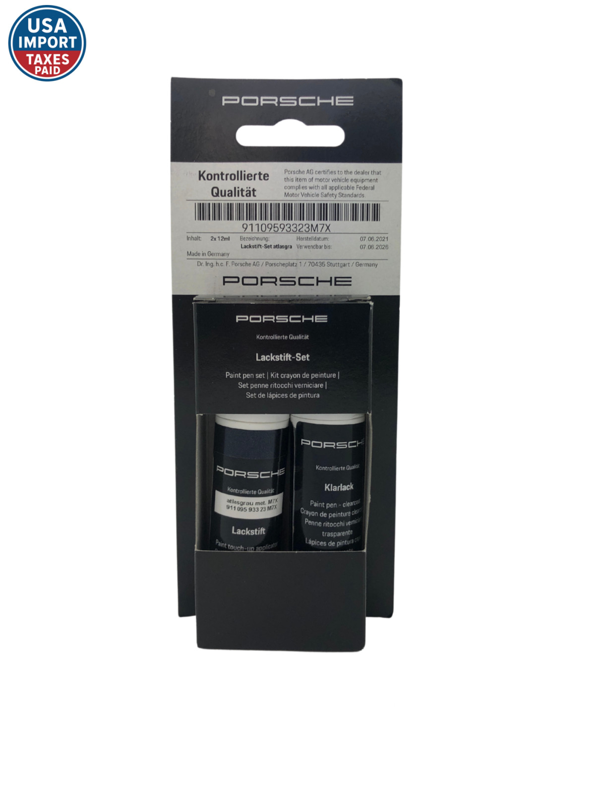 Porsche Touch-Up Paint Set Atlas Grey Metallic M7X Genuine 91109593323M7X