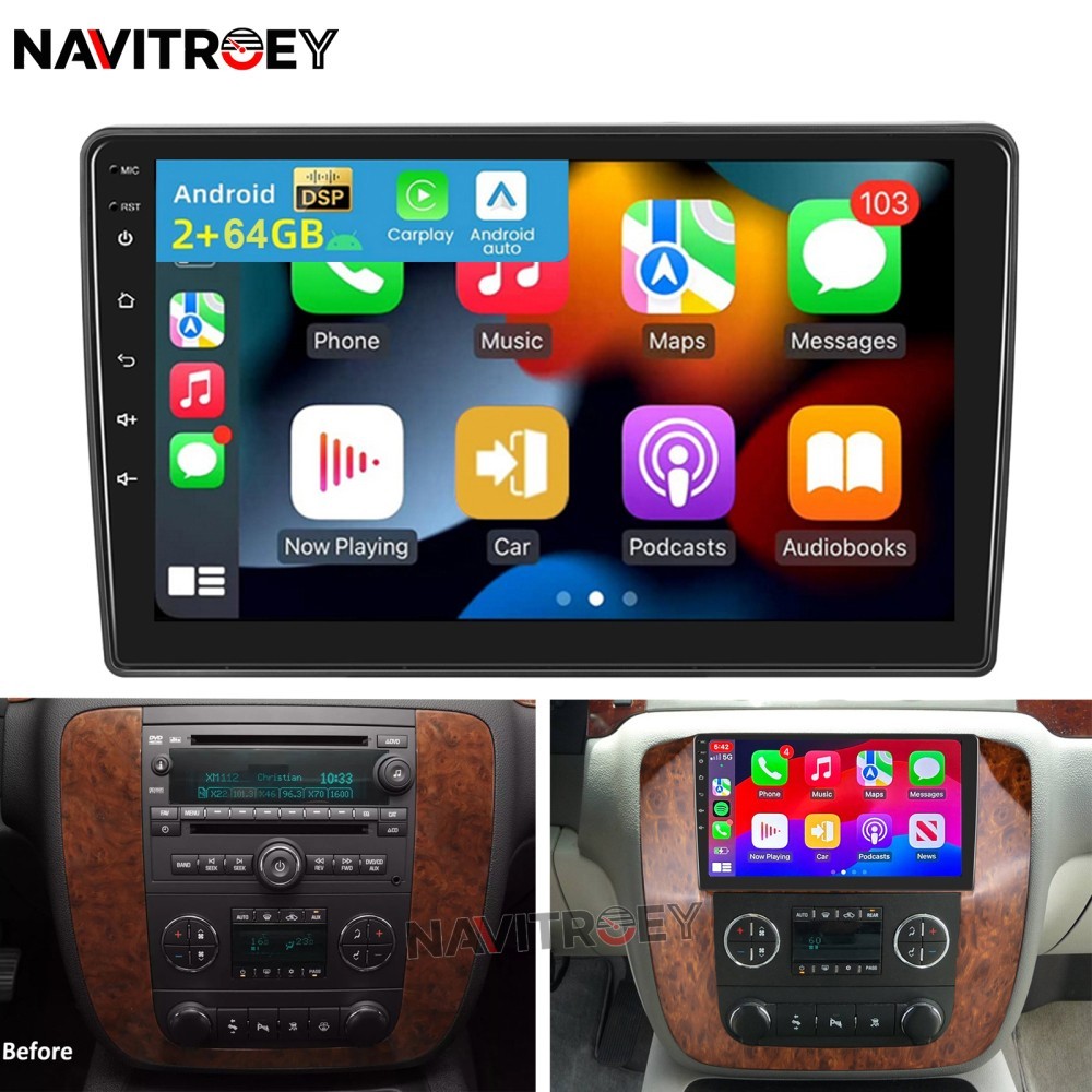 For 2007-2014 Chevrolet Tahoe CarPlay Android 15 Car Radio Stereo GPS Navi 2+64G