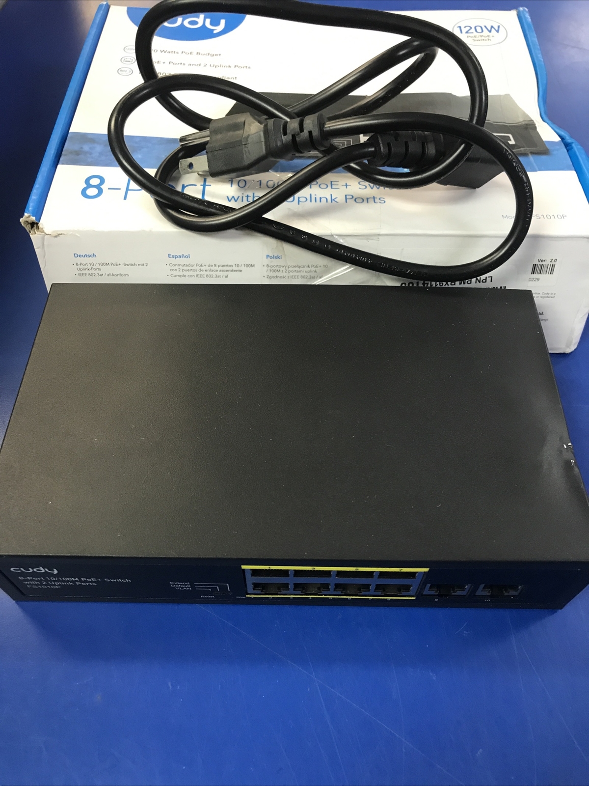 Cudy 8 Port PoE+ Switch with 2 Uplink Ports 120W 8 10/100Mbps FS1010P