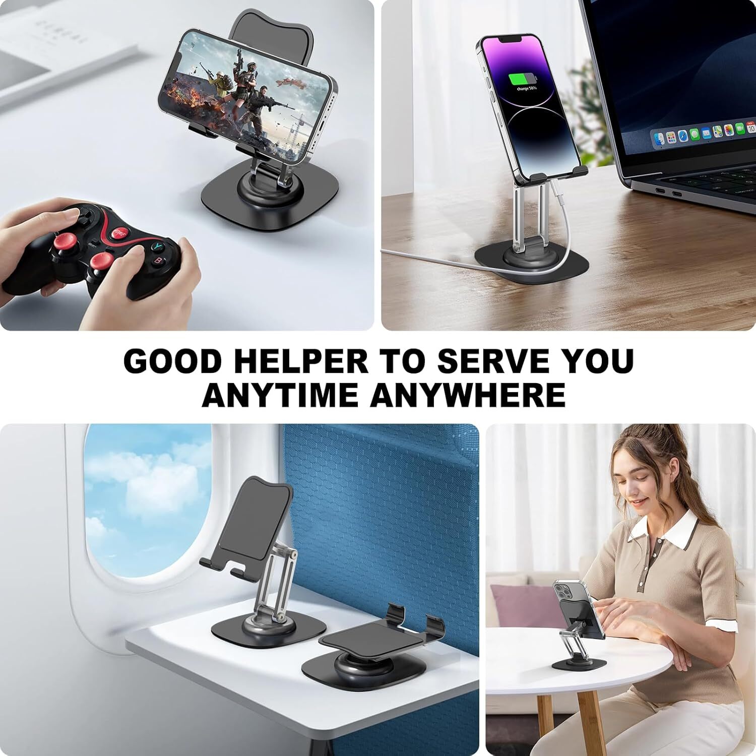 Adjustable Cell Phone Stand Holder Desk Dock Mount For iPad iPhone Kindle Tablet