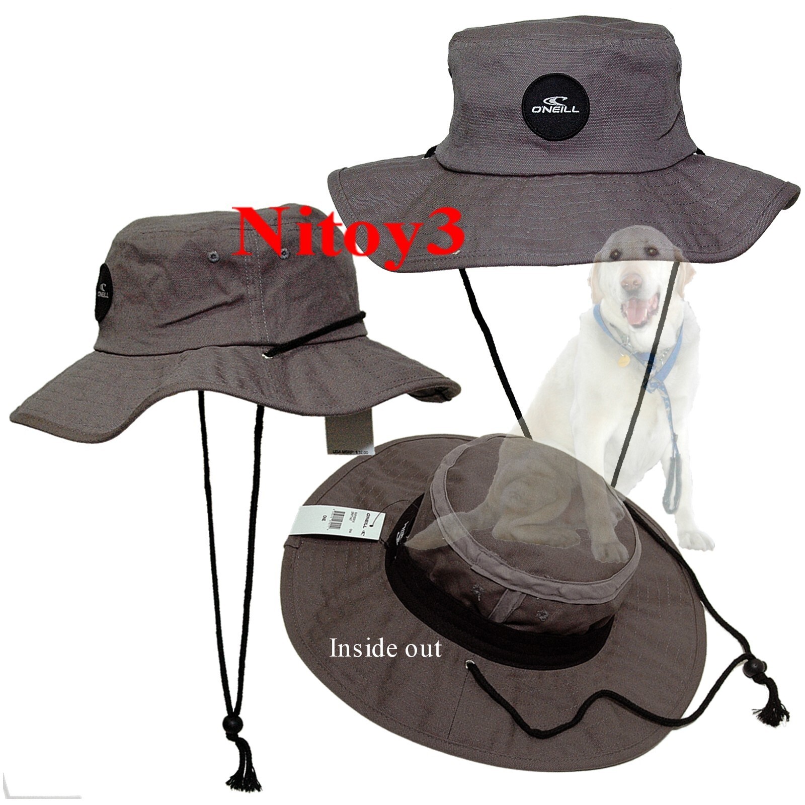 O'Neill Drift Wide Brim Boonie Hat-Cap Men One Size Fishing-Hiking