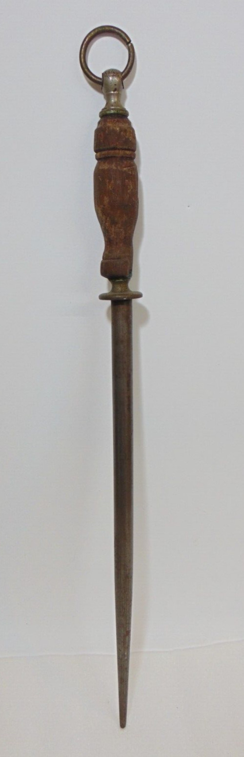 Lincoln Steel Knife Honing Sharpening Rod Made In U.S.A. Wood Handle Rare Find