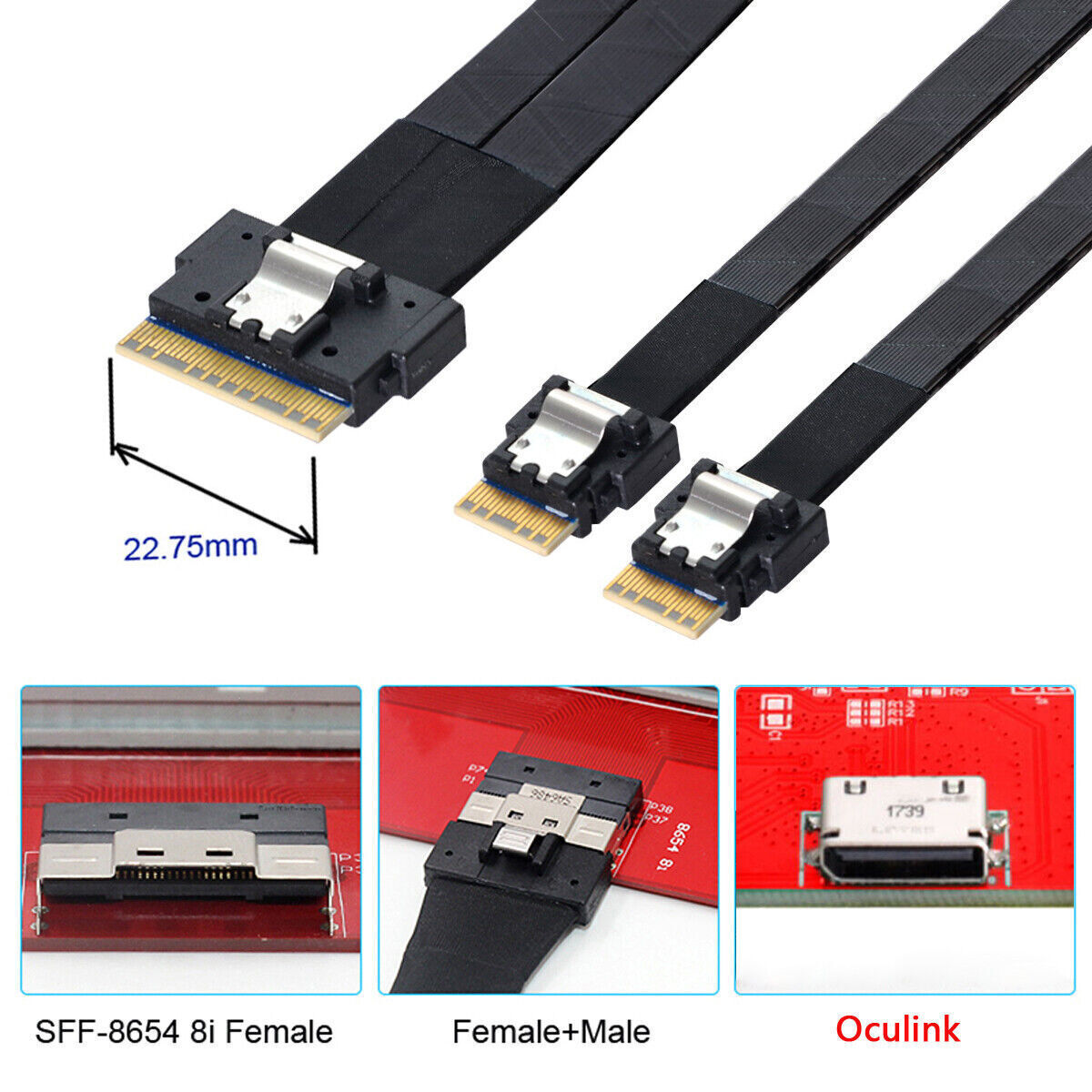 Slim 4.0 Slimline SAS SFF-8654 8i 74pin to Dual 4i 38Pin PCI-E 8654 PCIE SSD