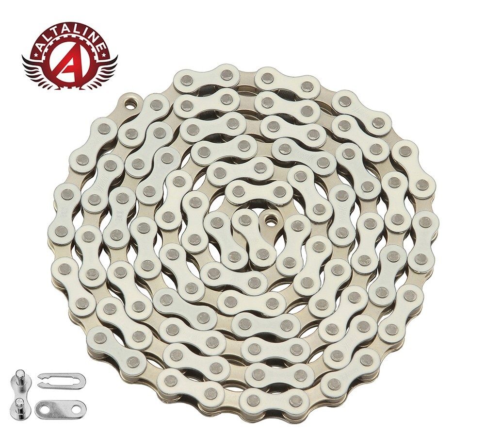 2TONE WHITE SINGLE SPEED BIKE CHAIN OLD SCHOOL BMX VINTAGE SCHWINN CRUISER FIXIE