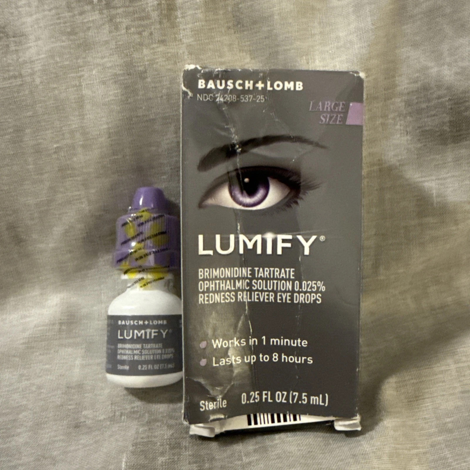 2 Pack-LUMIFY Bausch + Lomb Eye Drops .25 oz LARGE Bottle EXP 10/26