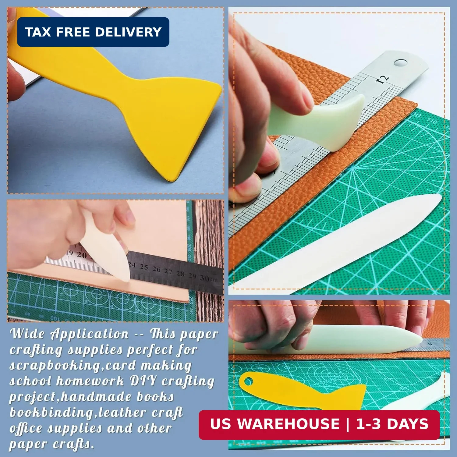 4PCS Plastic Bone Folder Paper Creaser Folding Tool Bookbinding Set