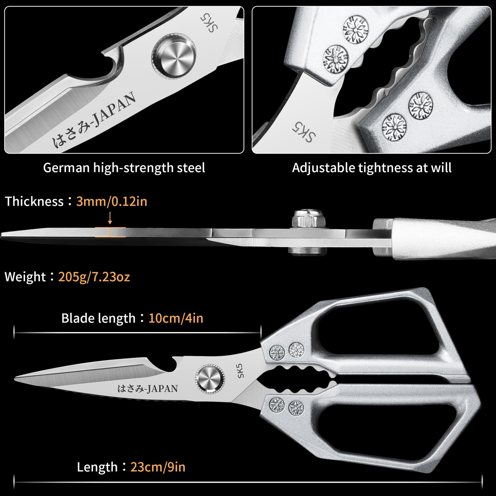 Plys Poultry Shears, Kitchen Scissors for Medium, Silver
