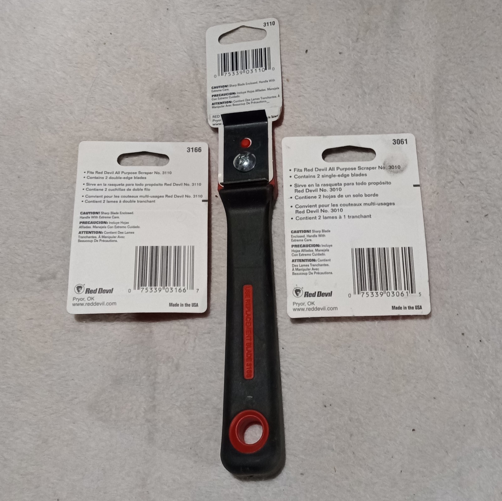 Red Devil 1" Scraper + 2 Packs Of 1" Scraper Blades New