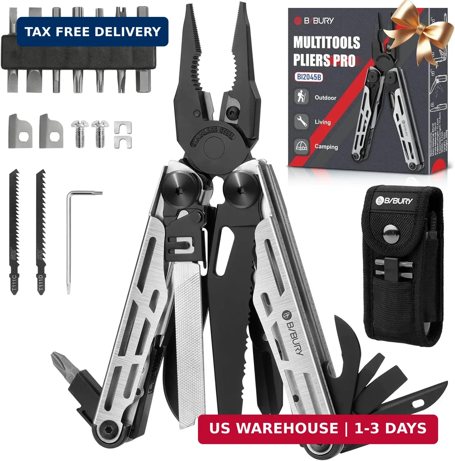 BIBURY BI2045 Multitool Pliers 31 in 1 Stainless Steel Camping Survival Tool