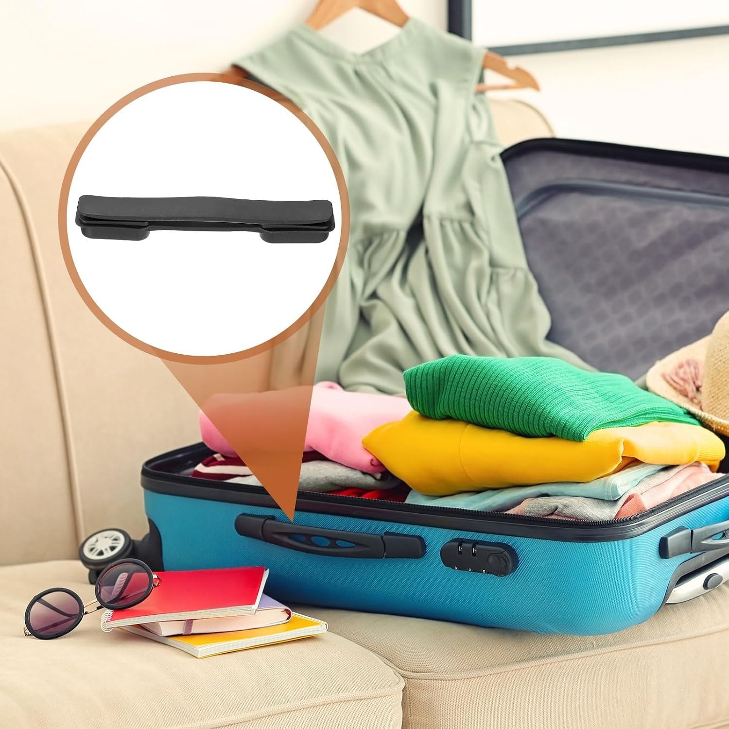 2 Pcs Luggage Handle Replacement 8.5 Inch Plastic Strap Black