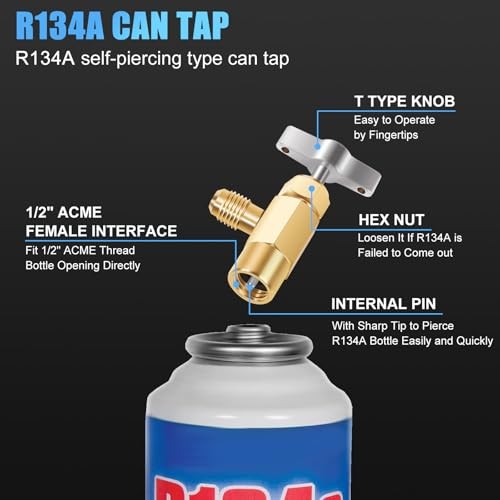 AC R134A Adjustable Quick Coupler Adapter and Refrigerant Can Tap Valve Tool