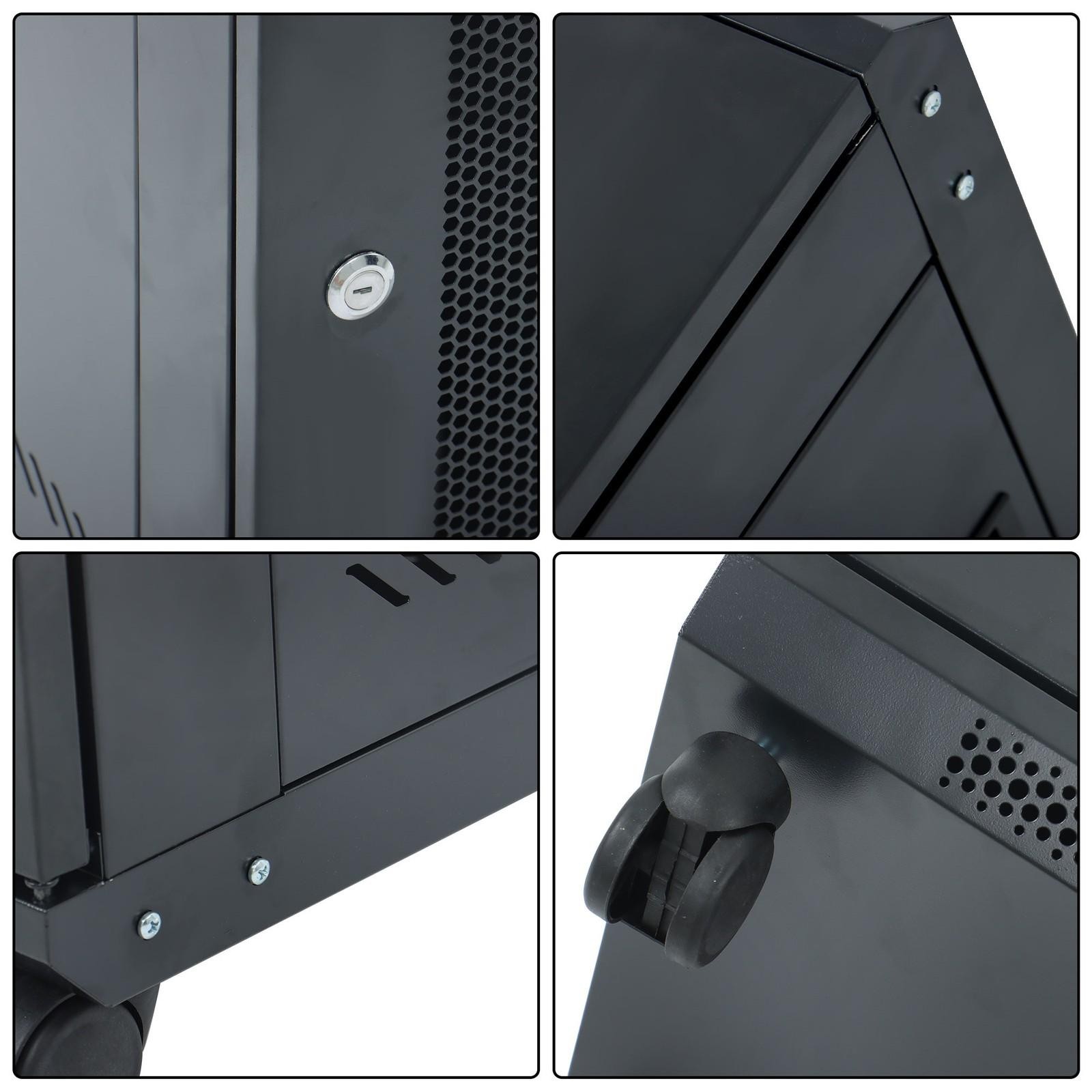 12U Wall Mount Rack Enclosure, 15.5" Deep, Secure Locking Door