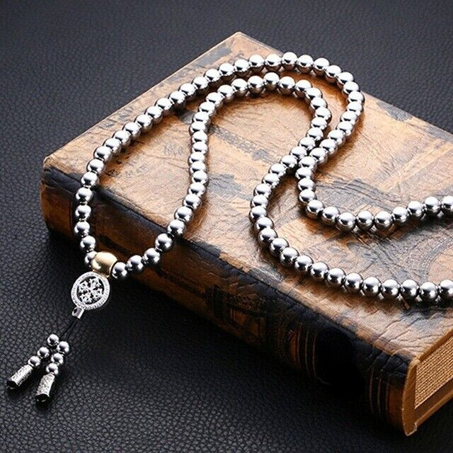 118 Pieces Buddha Beads Necklace Outdoor Kung Fu Bracelet Stainless Steel Whip