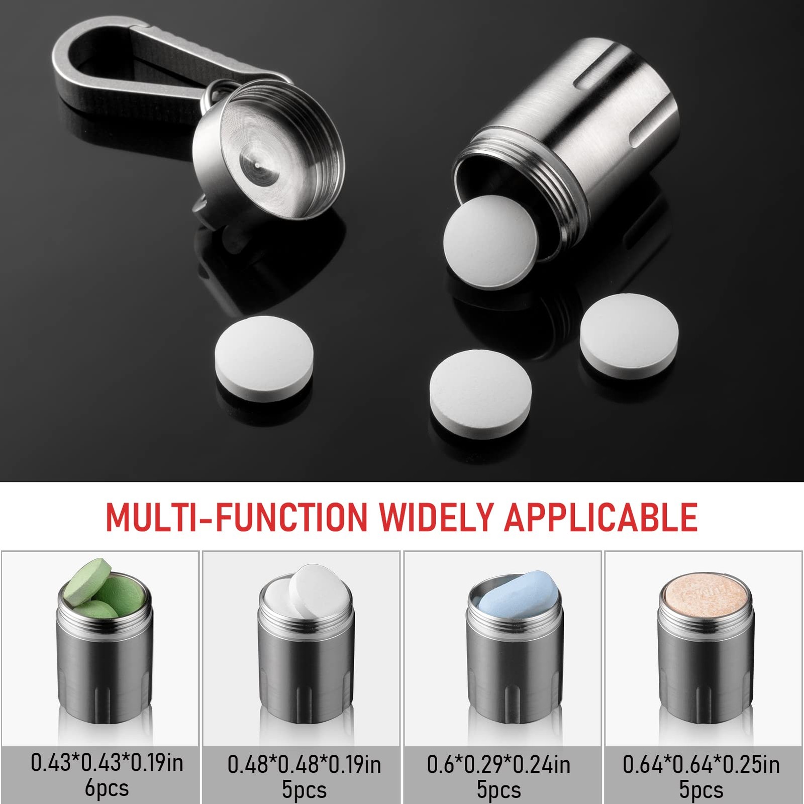 Titanium Small Holder Keychain, Portable Case Waterproof Pocket Container Car...