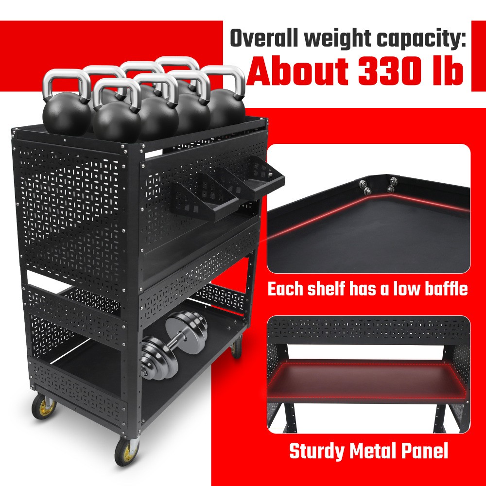 500-Lb Pegboard Foldable Rolling Tool Cart +Wheels Garage Organizer Tool Storage