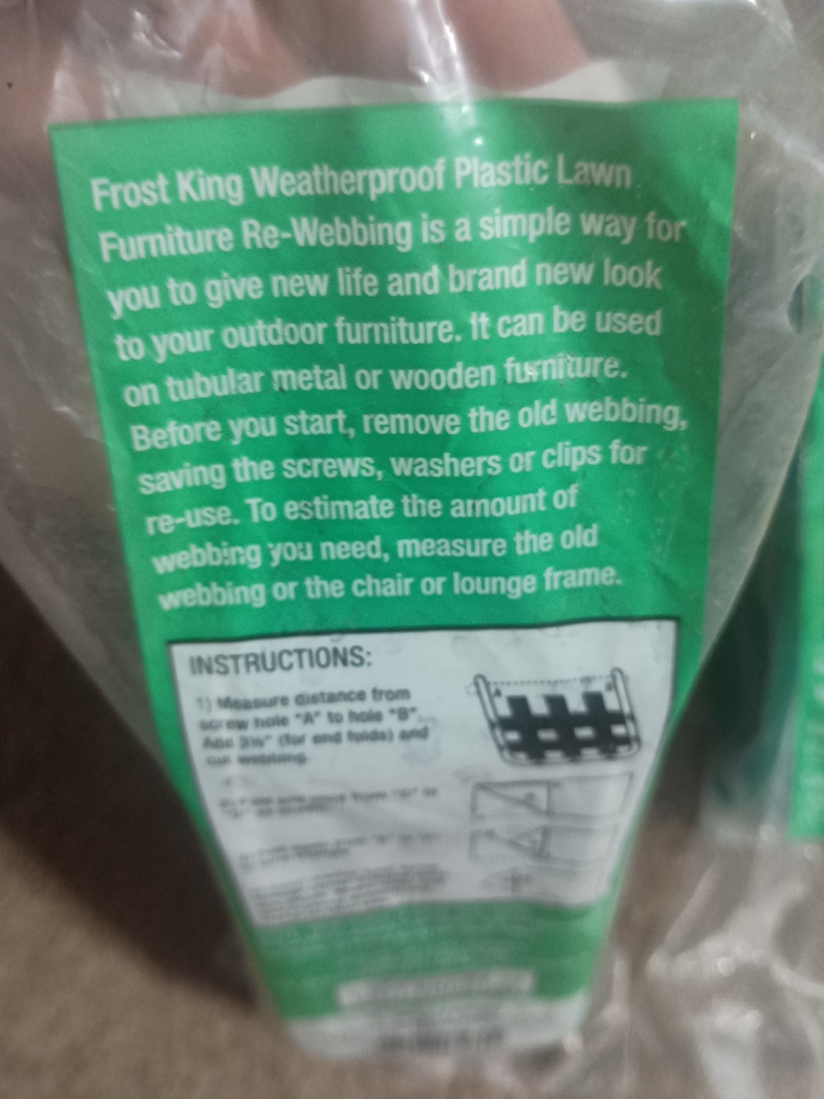 Lot of 2 Frost King Lawn Chair Webbing Green 39’ L x 2.25" W PW39G New