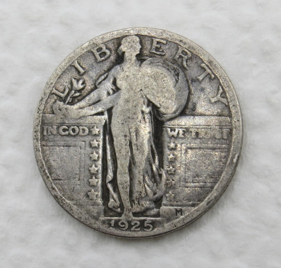 1925 P Standing Liberty Quarter - VG - 90% Silver 25 Cents US Coin