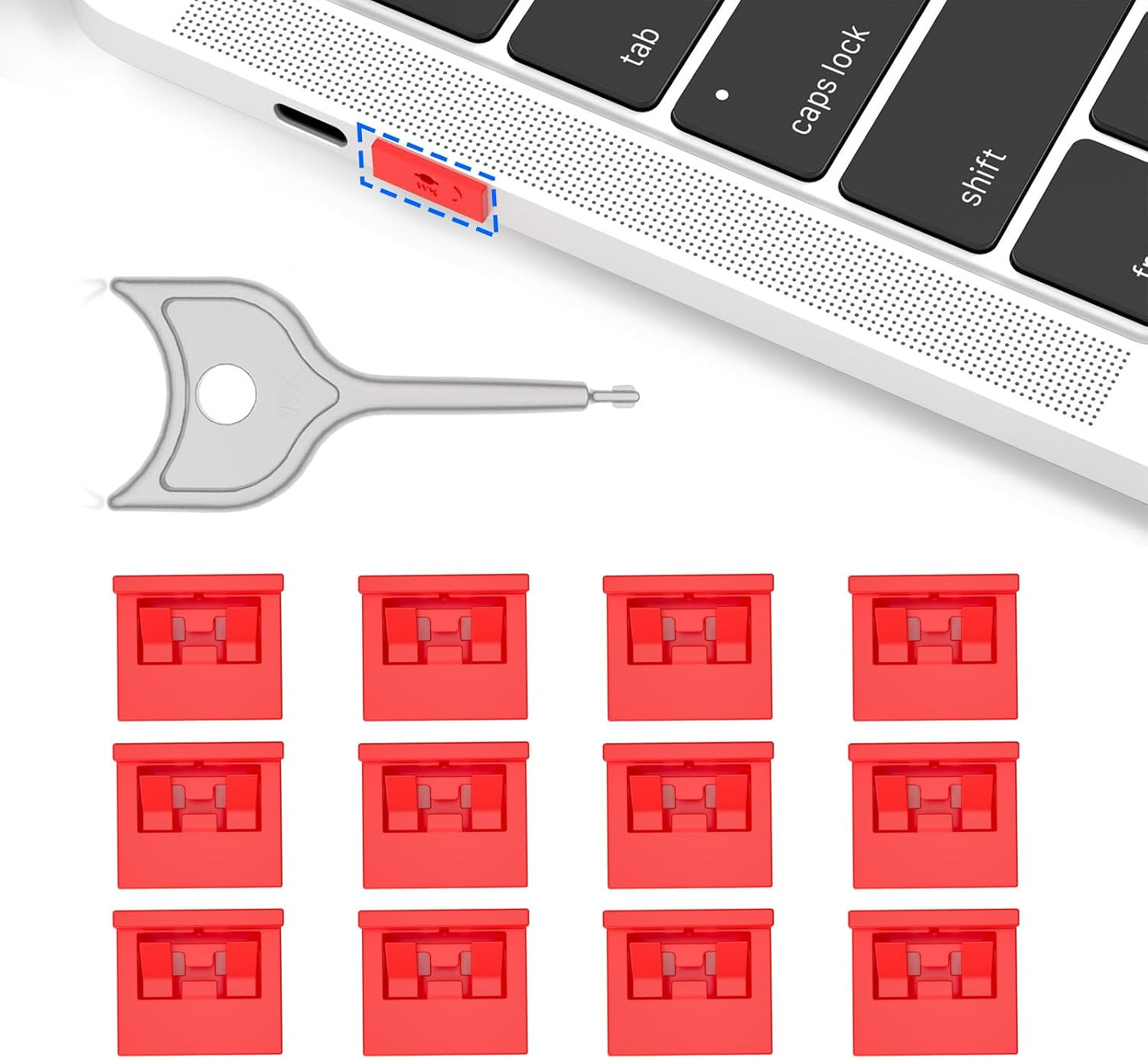 12-Pack USB-A Port Blockers with 1 Key,Removable Physical Security Locks,Anti-Ta