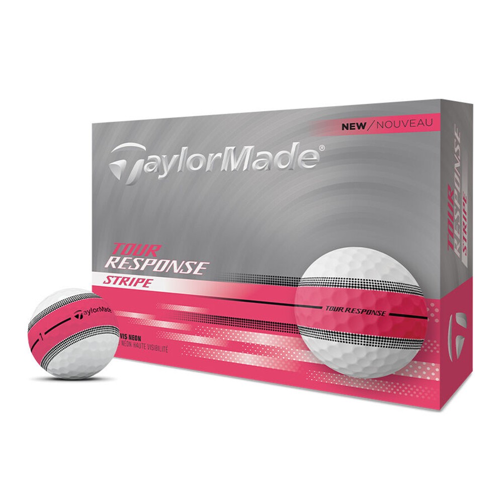 NEW TaylorMade Tour Response Stripe 2025 Golf Balls - 1 Dozen Neon Pink