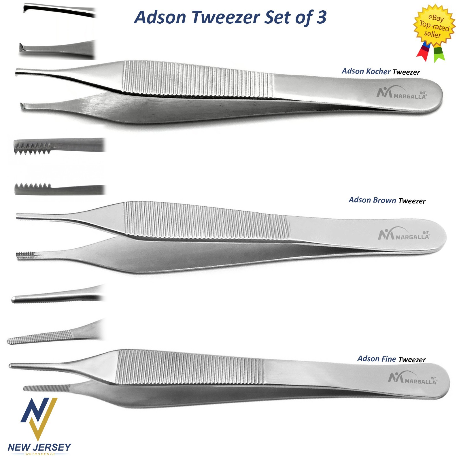 Adson Kocher Tweezers Micro Surgery Tissue Dressing Dissecting Suturing Surgical