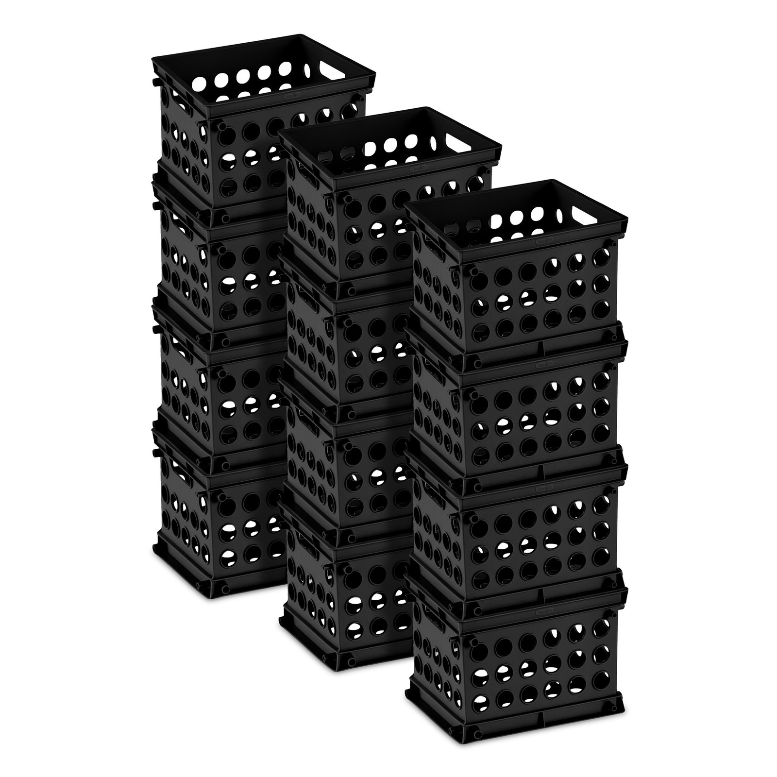 Sterilite Mini Crate Stackable Plastic Storage Bin Organizer w/ Handles, 12 Pack