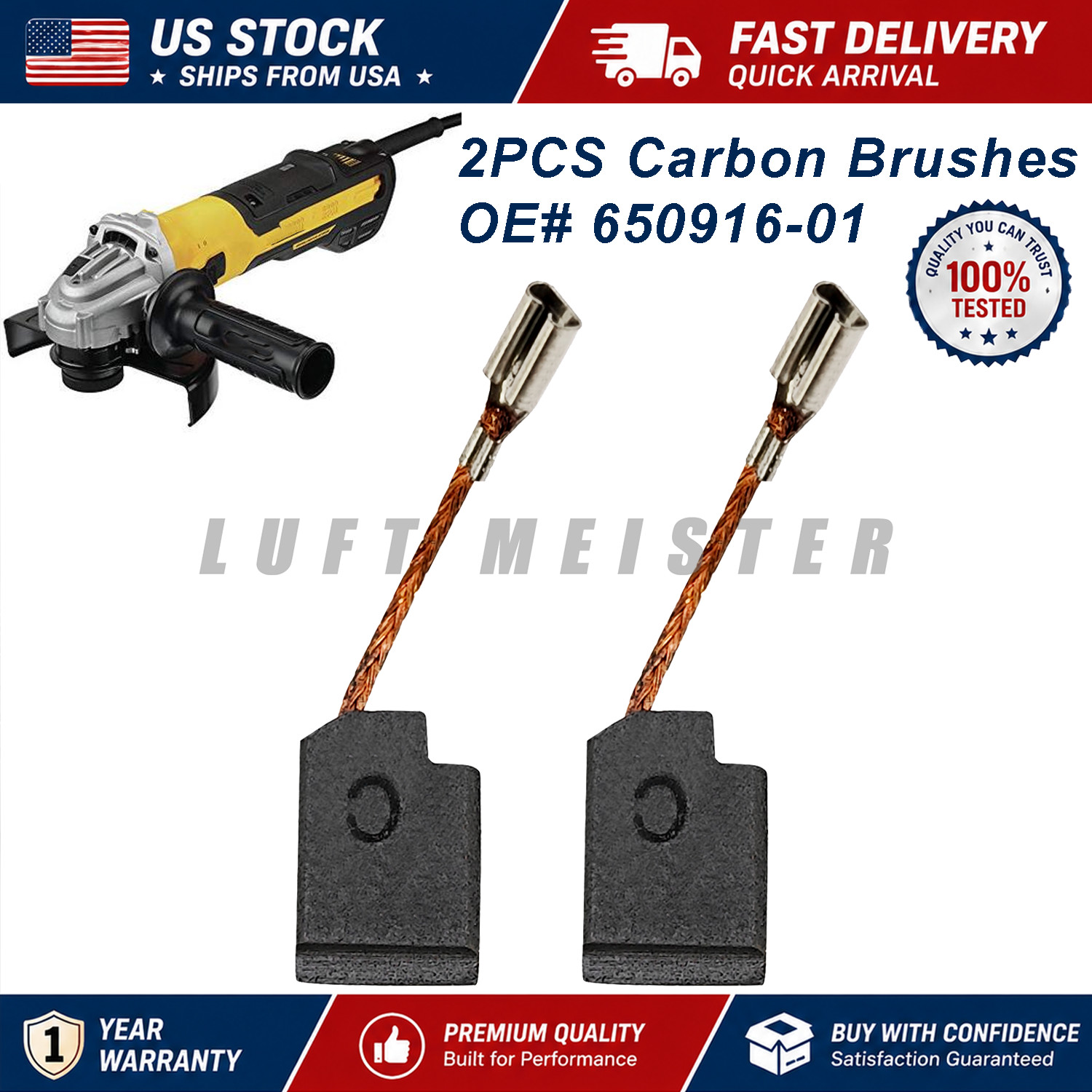 NEW 2PCS Carbon Brushes 650916-01 For Dewalt D28402 D28110 D28112 D28401 D28803