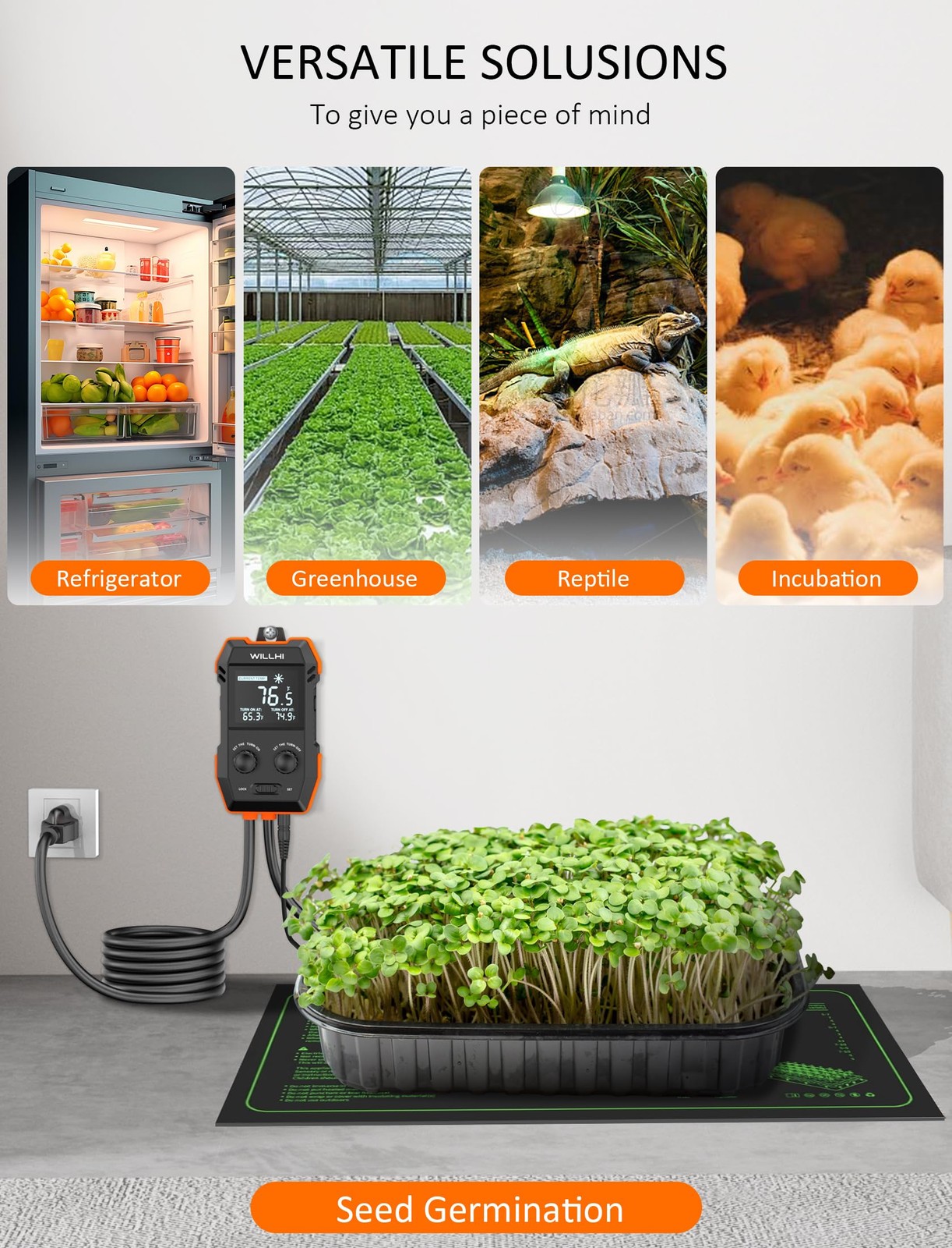 WILLHI WH2408 Temperature Controller 10A 1200W, Digital Thermostat Controlled...