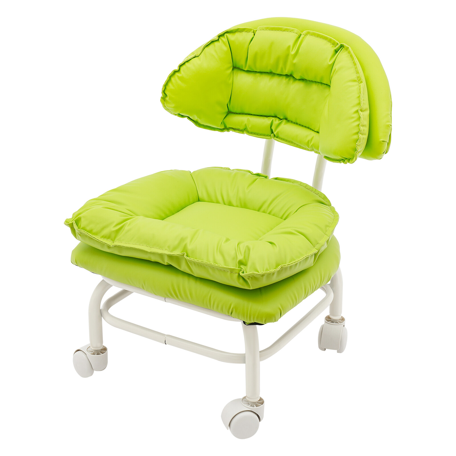 Green Rolling Stool with Back Rest Heavy Duty Rolling Stool Roller Chair
