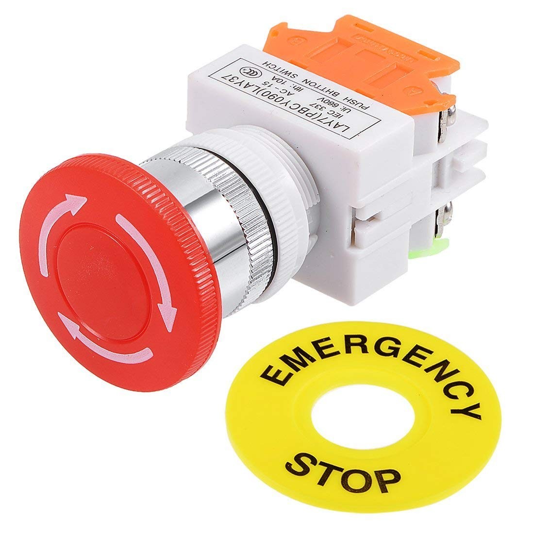 mxuteuk 22mm 2NC Red Mushroom Emergency Stop Push Button Switch Estop AC 660V