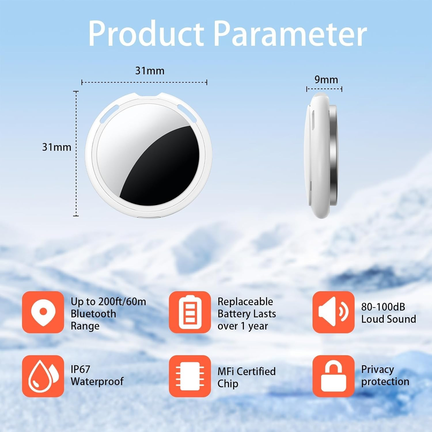 Pack Tracker Tags [ Mfi Certified] Pair with Find My (Ios ) Bluetooth Air Smart