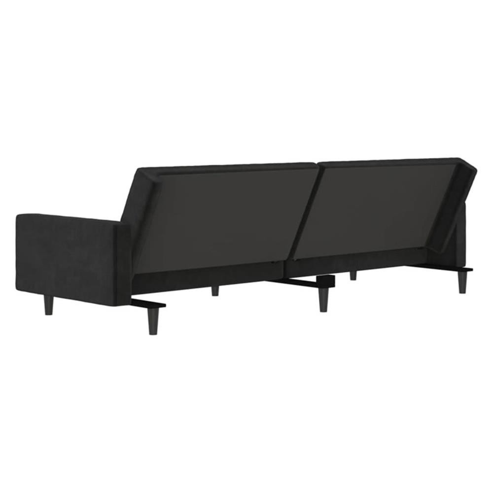 Bowery Hill Contemporary Medium Sofa Bed in Black Polyester Velvet