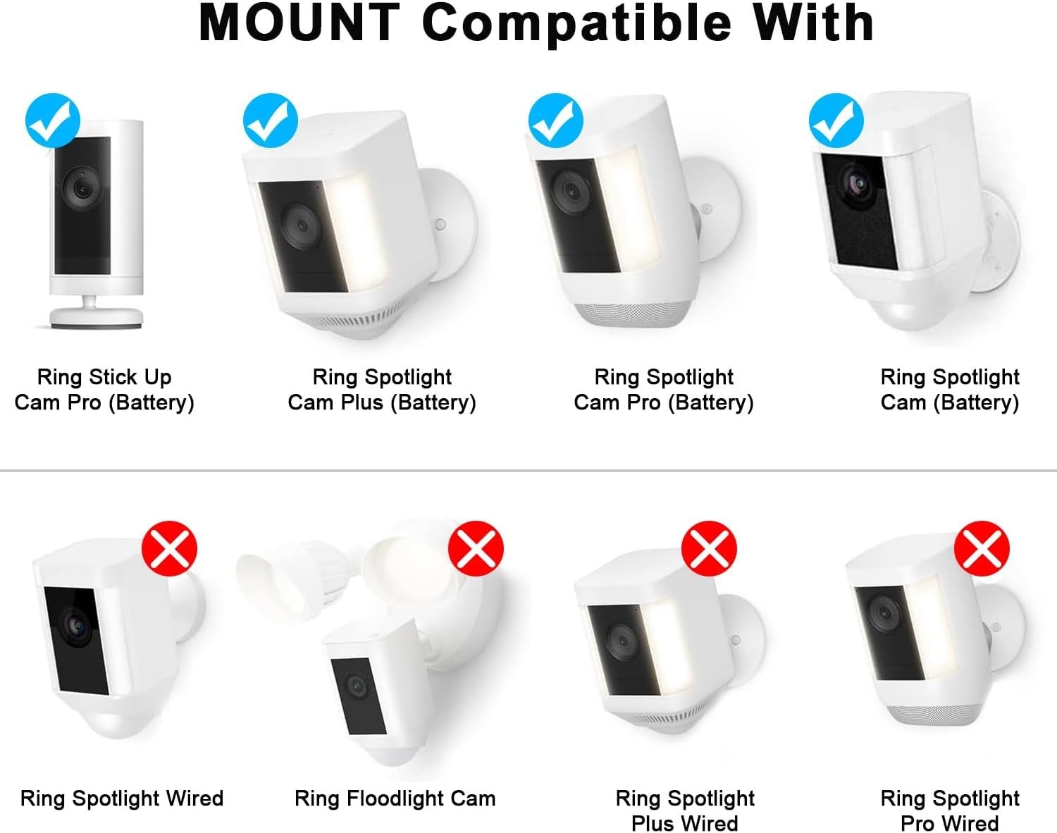 Adjustable 2-Pack Wall Mount for Ring Spotlight Cam - Enhanced Stability