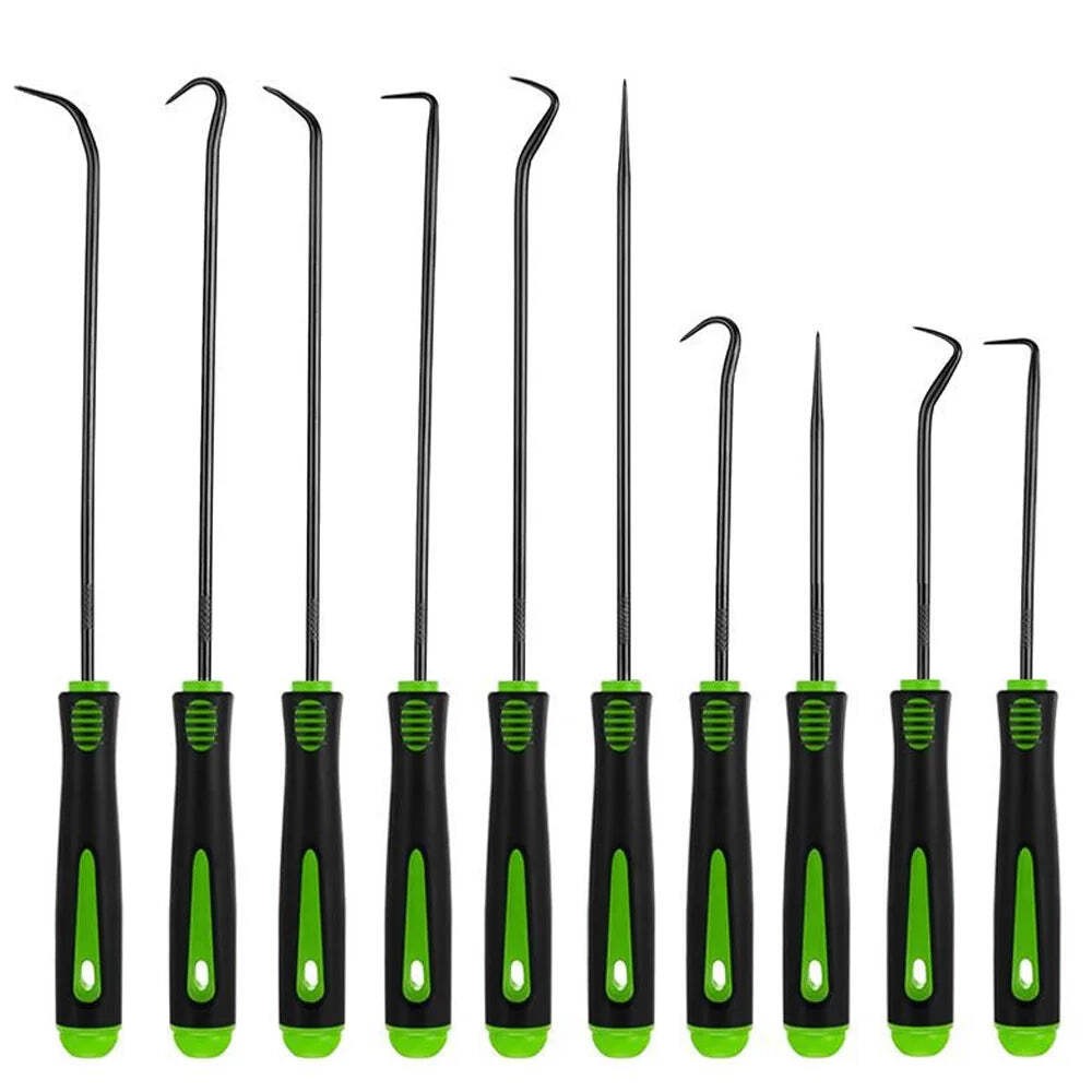 10 Piece Green Pick & Hook Set – Precision O-Ring Seal Puller Tools – Automotive