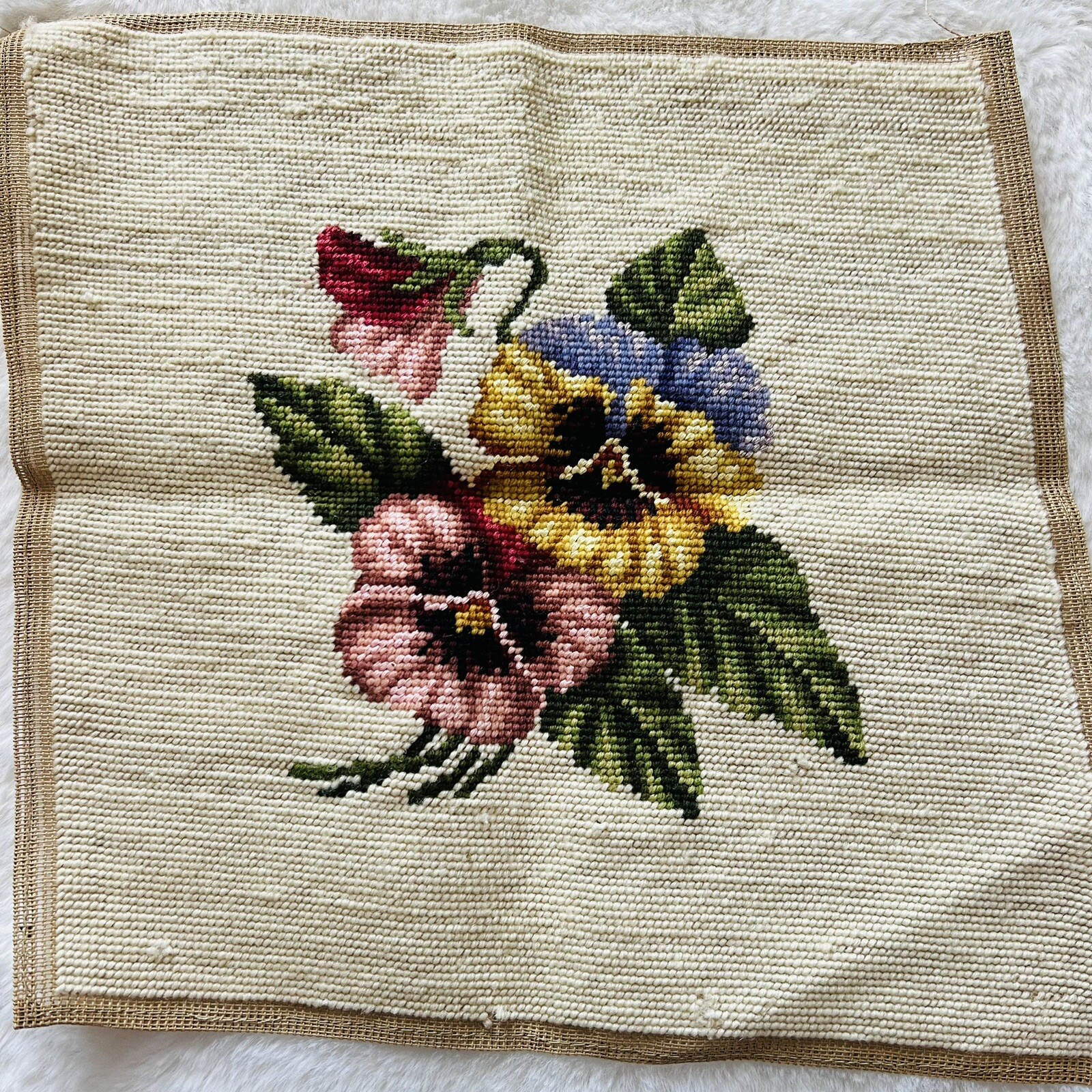 13”x13” Vintage Needlepoint Canvas.