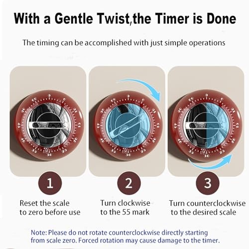 Visual Kitchen Timer Mechanical Cooking Timer with Loud Alarm Magnetic No Batter