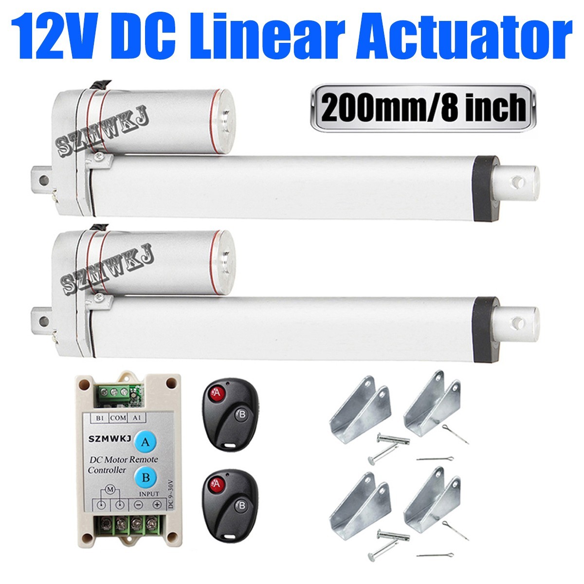 Set of 2 Linear Actuators 8" Stroke 12V 1500N Lift DC Motor W/ Remote Controller