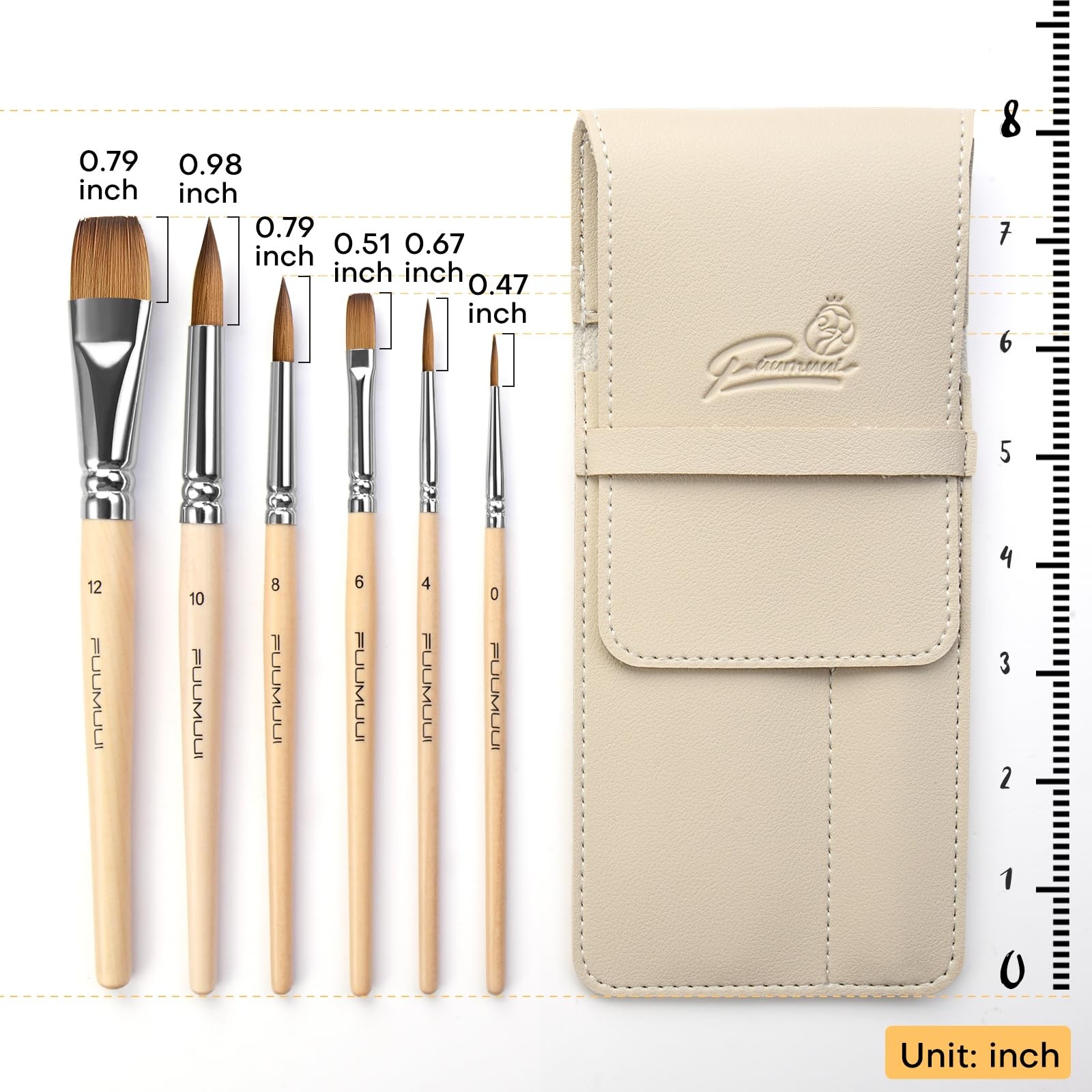 Sable Travel Brushes, 6pcs Kolinsky Sable Travel Brushes with Short Handles -...