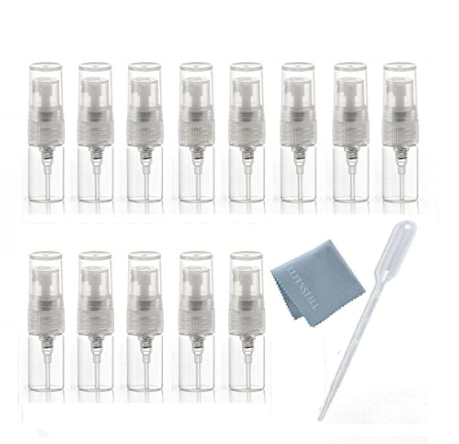 Elfenstall- 10pcs Mini Clear 2ml 5/8 Dram 10 Count (Pack of 1), Transparent