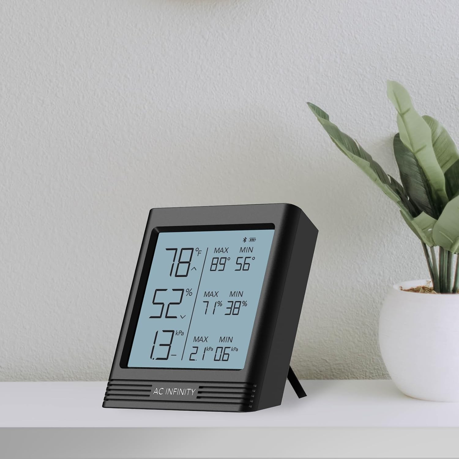 AC Infinity CLOUDCOM B2, Temperature Humidity VPD Smart Hygrometer with Black