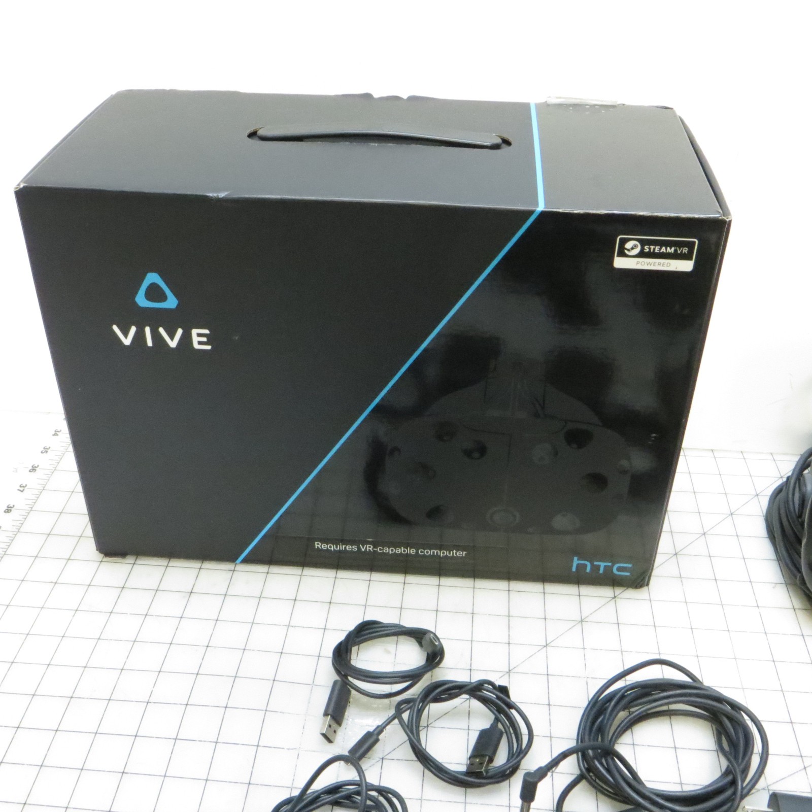HTC Vive Wired VR Headset for PC / Steam VR w/ Controllers, Sensors, Wall Mounts