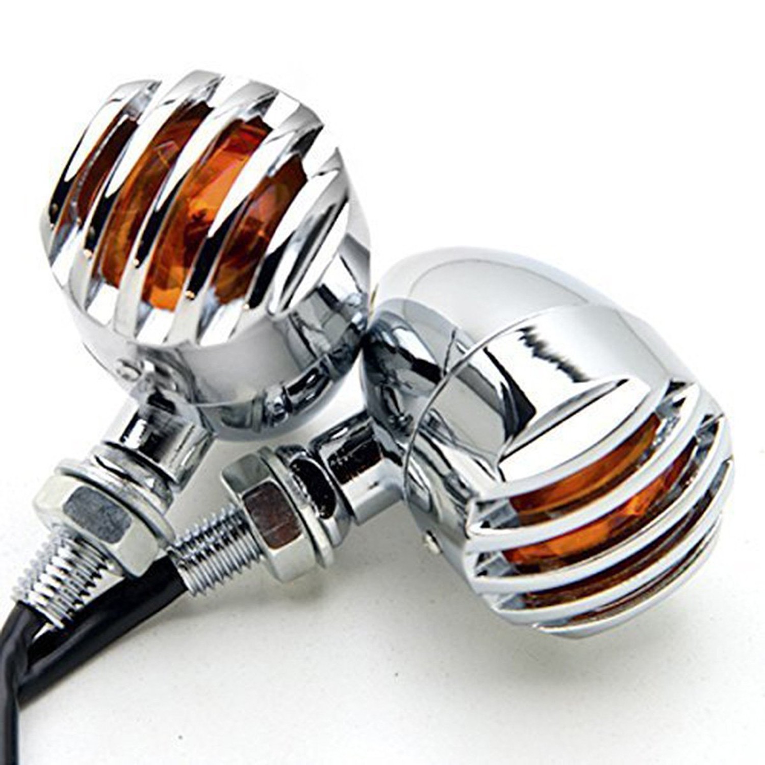 Chrome Heavy Duty Motorcycle Turn Signals Bulb Indicators Blinkers Lights a P...