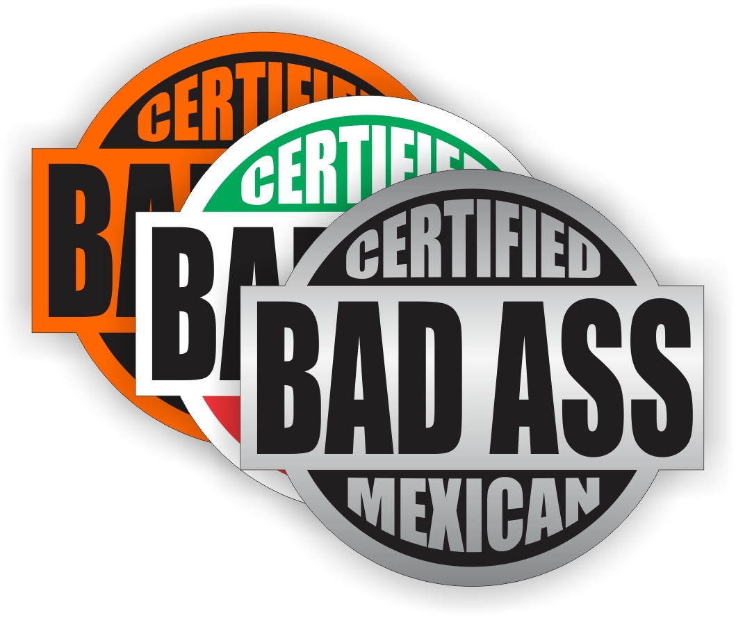 3x Bad Ass Mexican Hard Hat Stickers | Funny Safety Helmet Decals Laborer