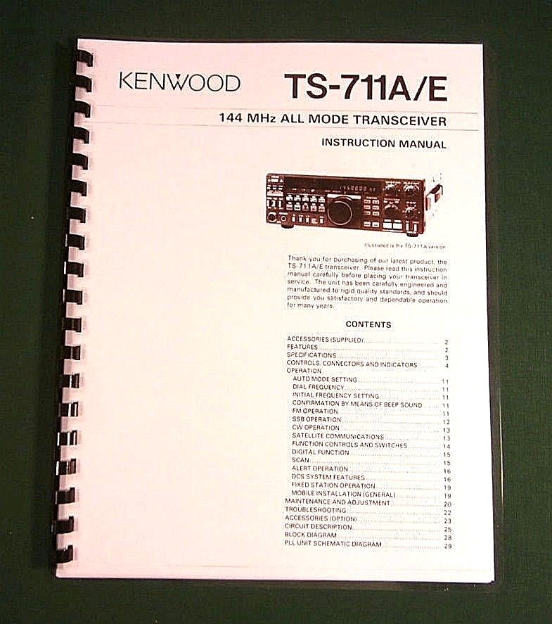 Kenwood TS-711A/E Instruction Manual - Premium Card Stock Covers & 32 LB Paper!