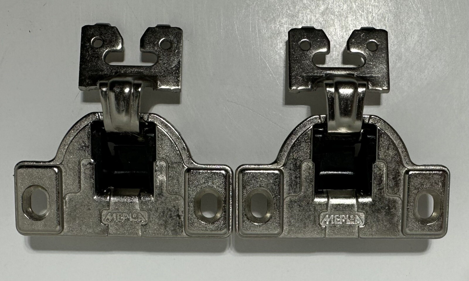 Lot of 2 New MEPLA ACC 162 HINGE 510.356.00.??, 3/8" overlay FLAT TOP 110 Degree