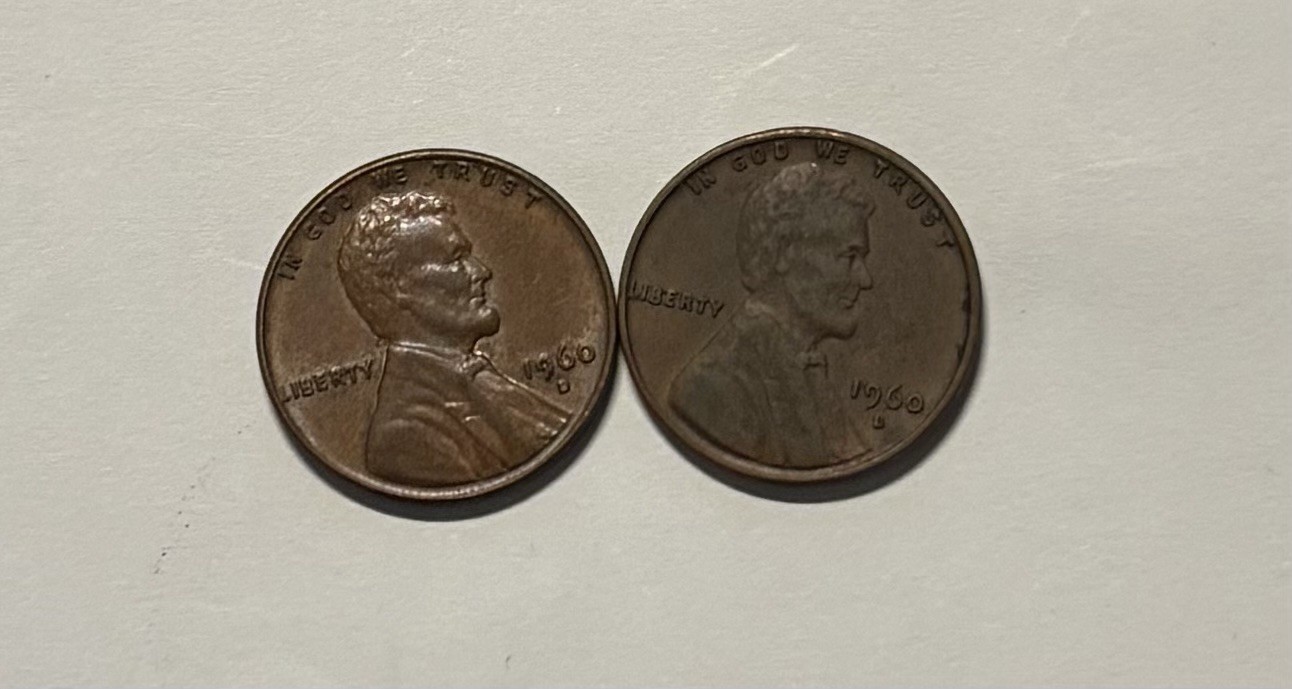 US Coins 1960-D Lincoln Cent Small Date(2 Coins) Circulated