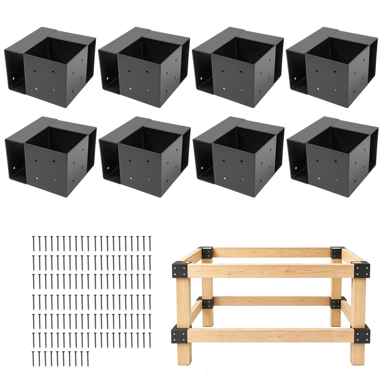 Set of 8 Workbench Bracket 3-Way Right Angle Steel Corner for 4x4 & 2x4 Wood DIY