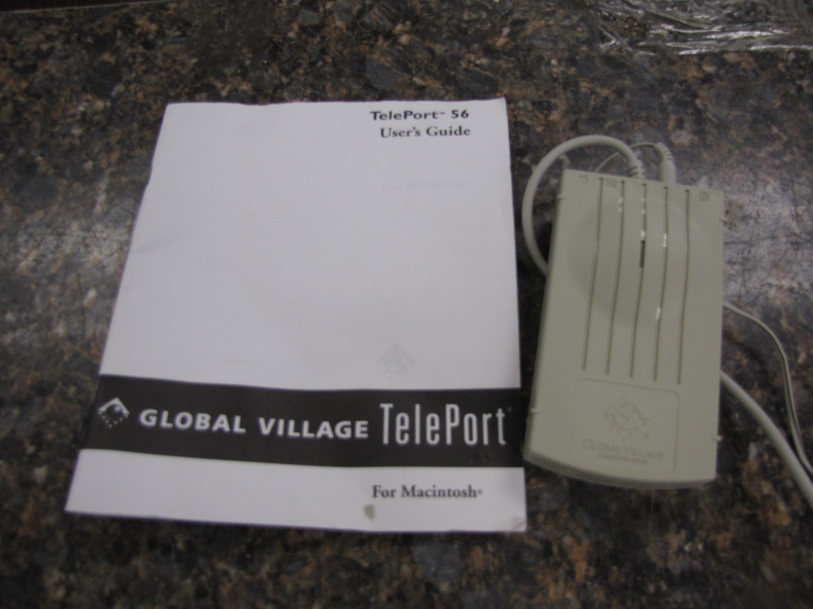TelePort 56 Global Village External Fax/Modem Model# A824 w/ Power Adapter -MT20