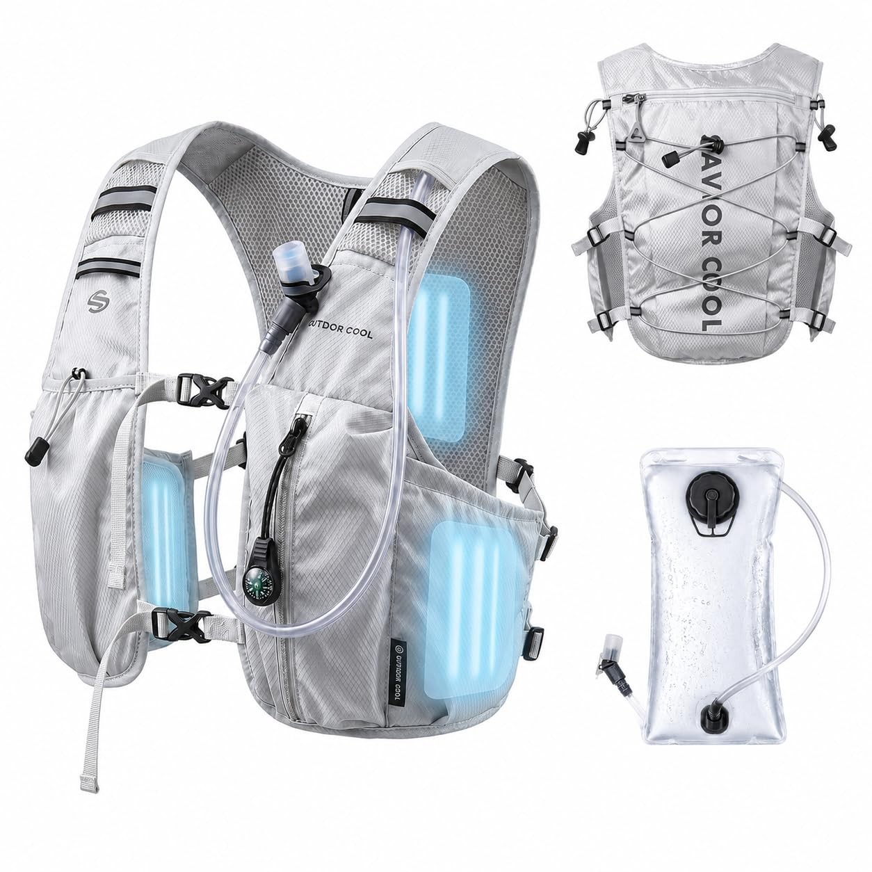 Cooling Hydration Backpack with 3 Removable Ice Packs, 2L BPA-Free Water Blad...